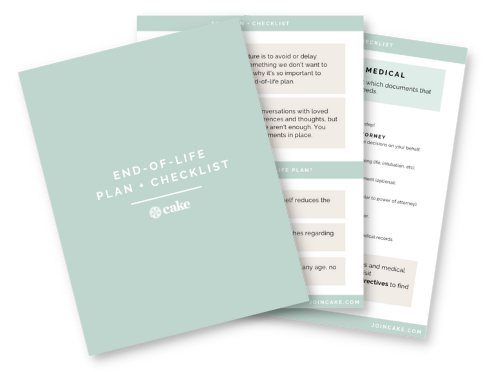 cake end-of-life plan checklist image examples of women-owned business branding