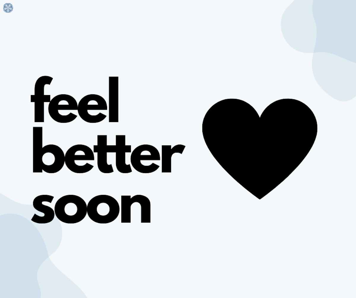 feel better soon message with heart