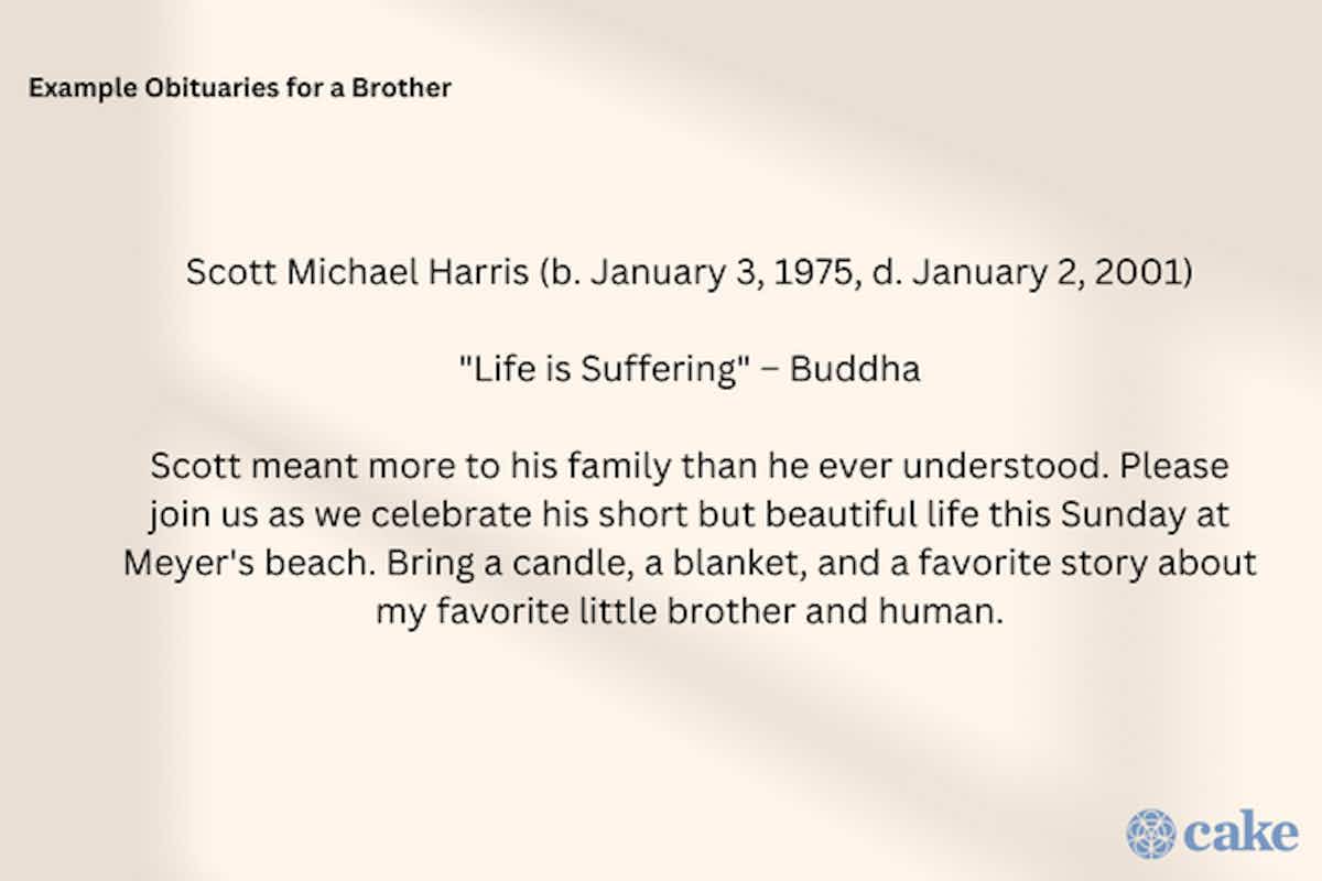 Example Obituaries for a Brother
