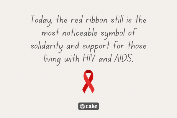 Text about the HIV/AIDS awareness ribbon with an image of a red ribbon