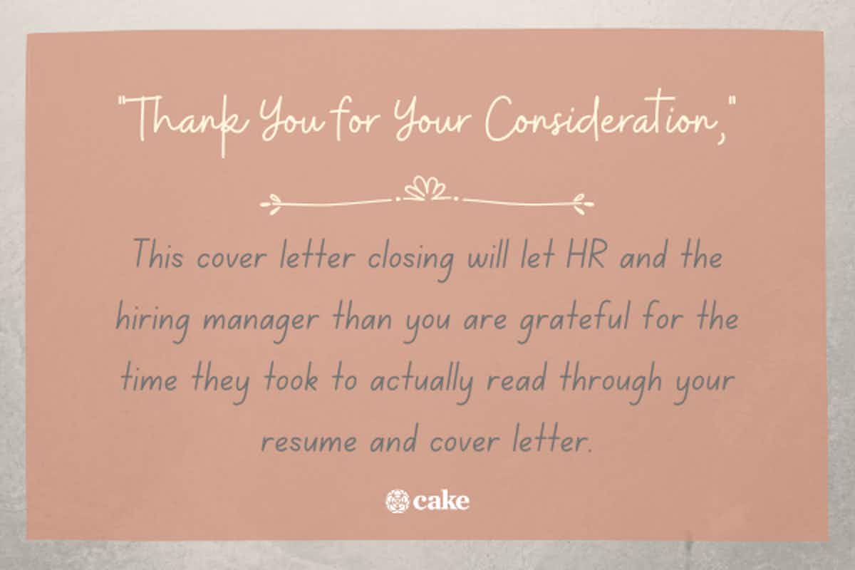 Example of alternative to writing Sincerely in a cover letter
