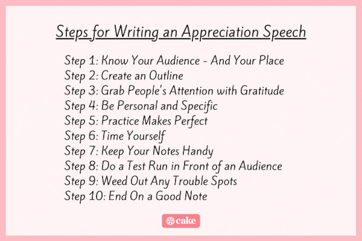 Steps for writing an appreciation speech