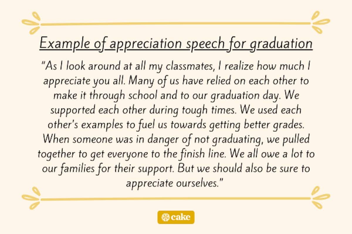 Example of appreciation speech for graduation