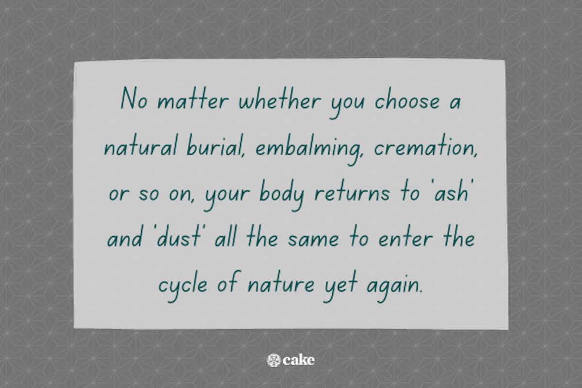 Text about our bodies turning to ash and dust