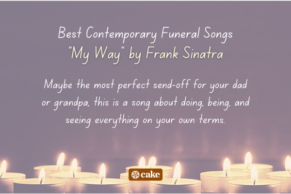 Example of a contemporary funeral song over an image of candles