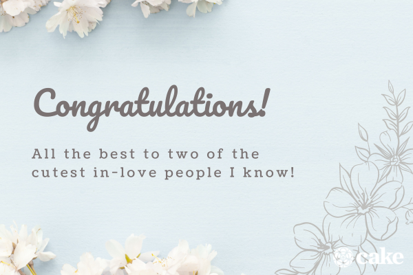 Congratulations message for a wedding or bridal shower with flowers