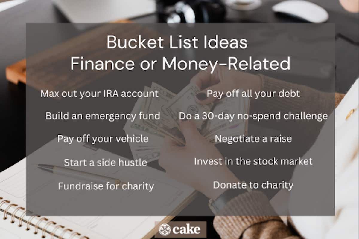 Image with finance or money-related bucket list ideas