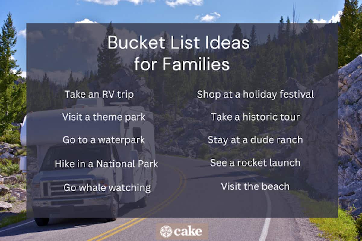 Image with bucket list with ideas for families