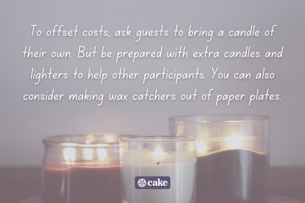 Text about gathering supplies for a candlelight vigil over an image of candles