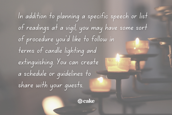 Text about planning for a candlelight vigil over an image of candles