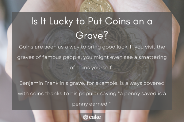 Putting coins on graves luck photo