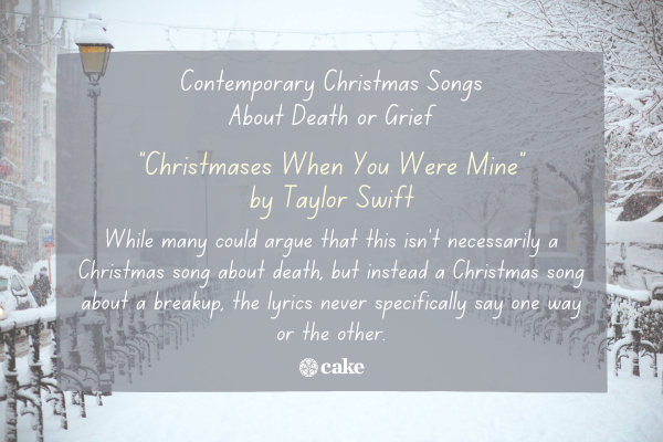 Example of a contemporary Christmas song about death or grief over an image of a winter street
