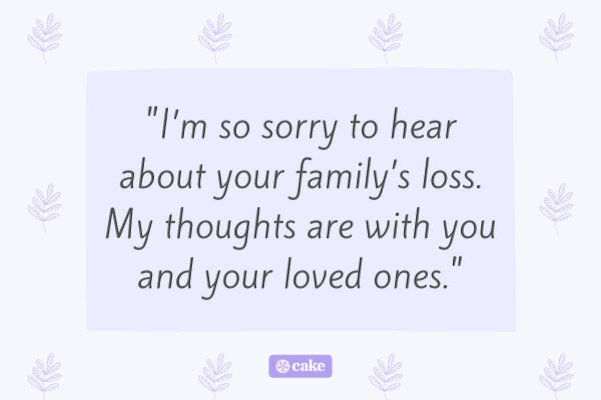 Condolence message for a family
