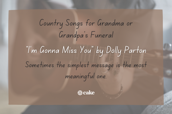 Example of a country song for a grandparent's funeral over an image of a person playing a guitar