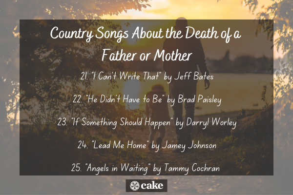 Country songs about the death of a father or mother image