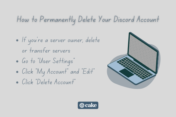 Steps on how to permanently delete your Discord account with an image of a laptop