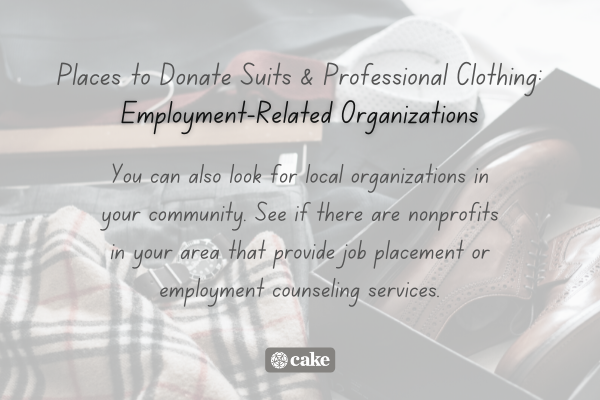 Example of where to donate professional clothing over an image of professional clothing