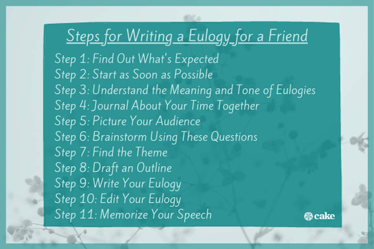 Steps for writing a eulogy for a friend