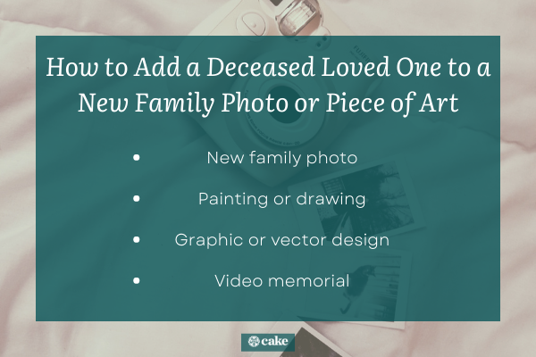 How to add a deceased loved one to a new family photo or piece of art image