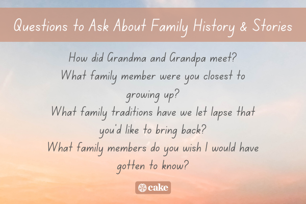 List of questions to ask about family history
