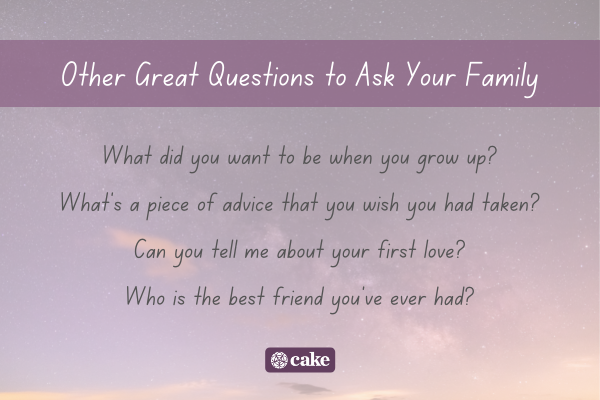 List of other great questions to ask your family