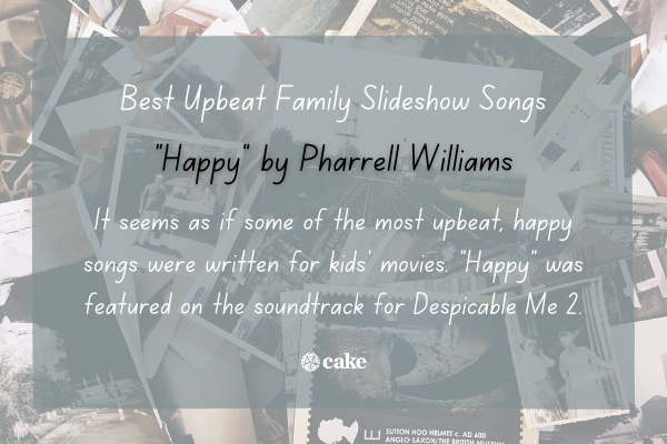 Example of an upbeat song for a family slideshow over an image of photographs