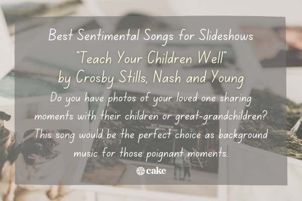 Example of a sentimental song for a slideshow over an image of photographs