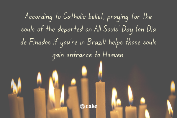 Text about Dia De Finados with an image of candles in the background