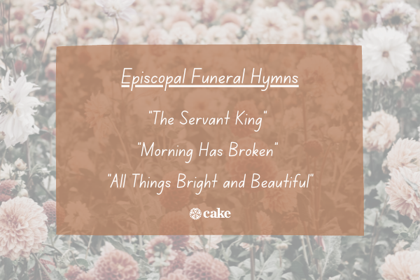 List of Episcopal funeral hymns over an image of flowers