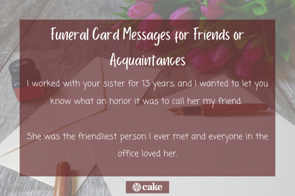 Funeral card messages for a friend or acquaintance image