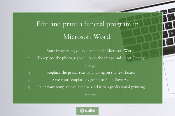 How to customize and print a funeral program in Microsoft Word image
