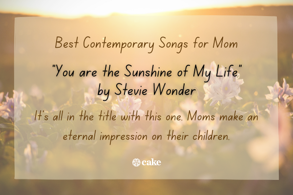Example of a contemporary song for mom over an image of flowers