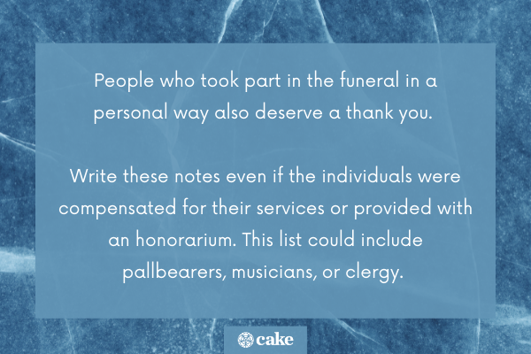 Funeral thank you card for pallbearers and people who helped image