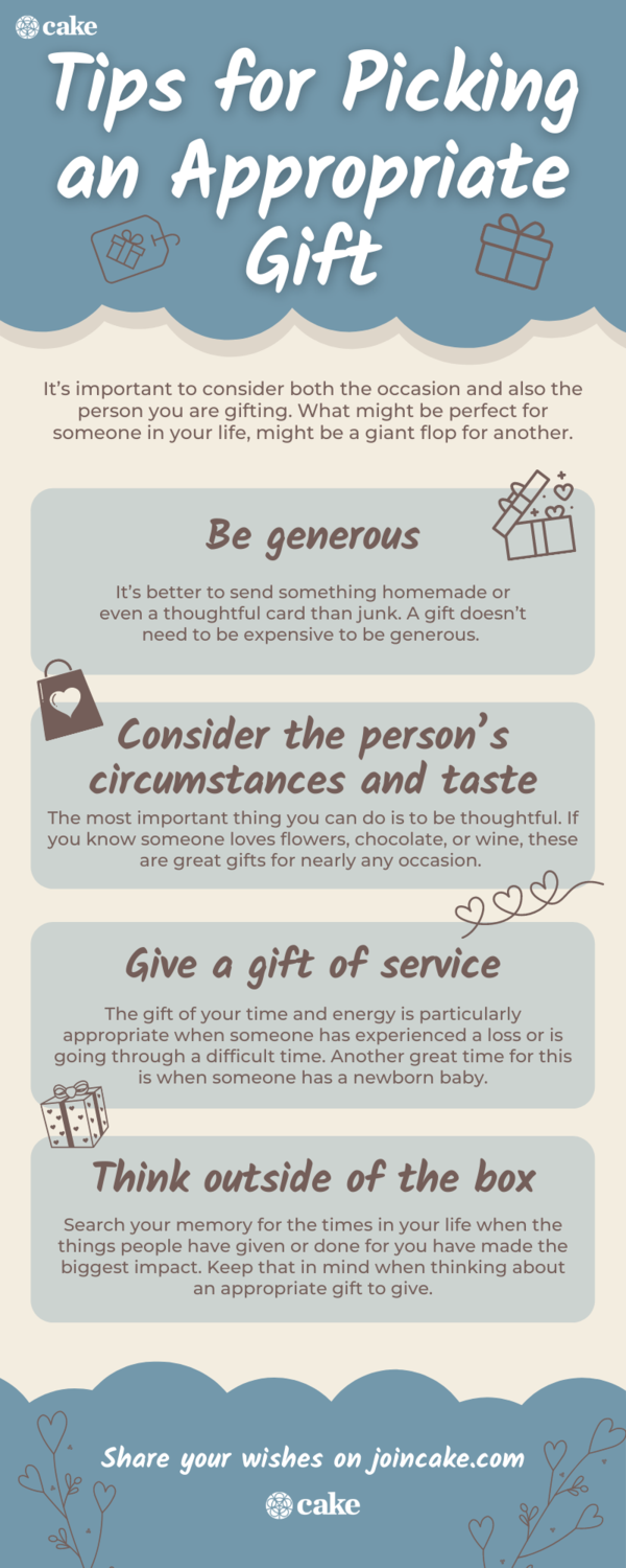 infographic of tips for picking an appropriate gift