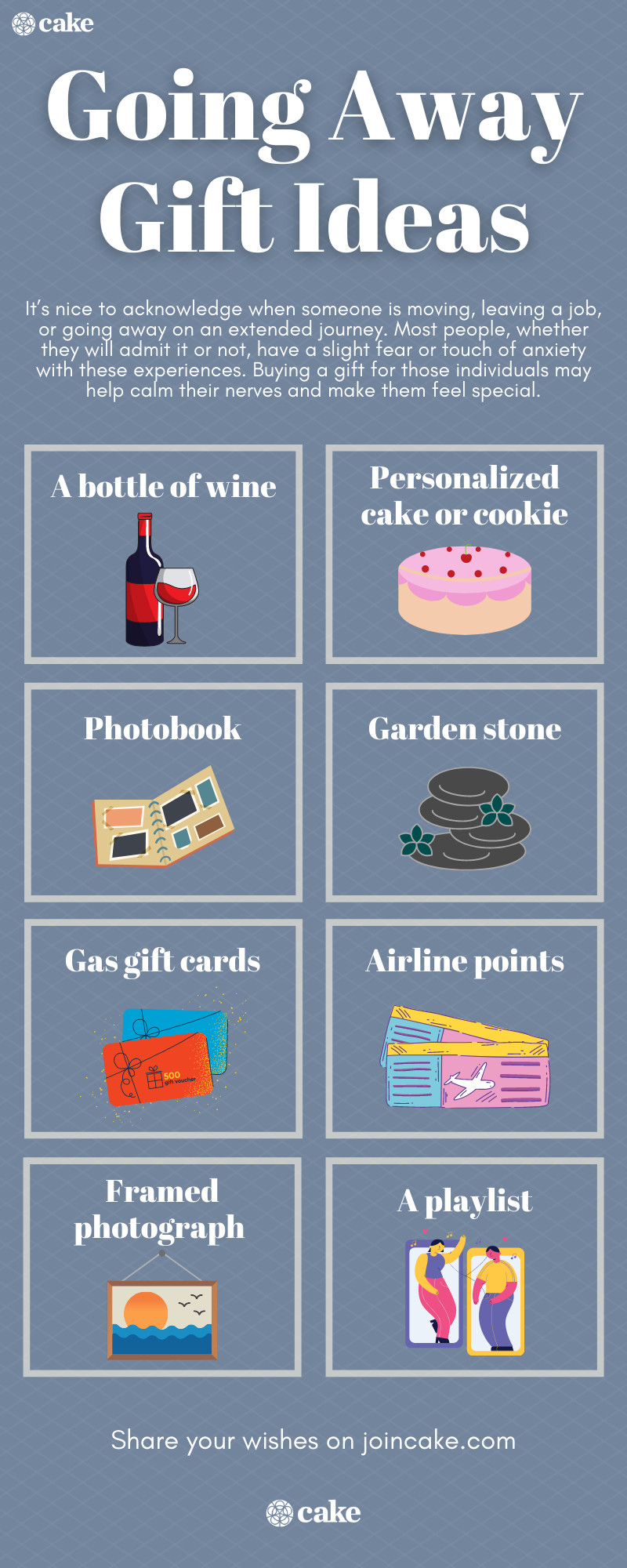 infographic of going away gift ideas