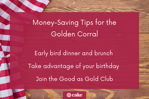 Tips for saving money at Golden Corral image
