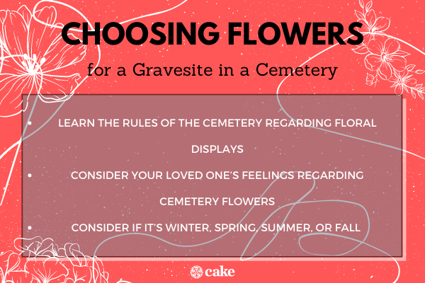 Choosing and placing flowers for a grave image