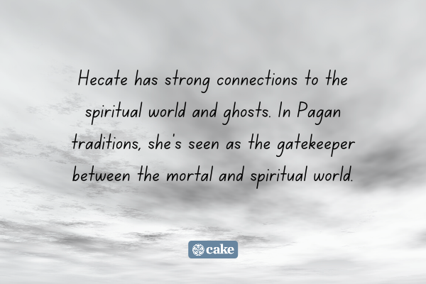 Text about Hecate over an image of the sky and clouds