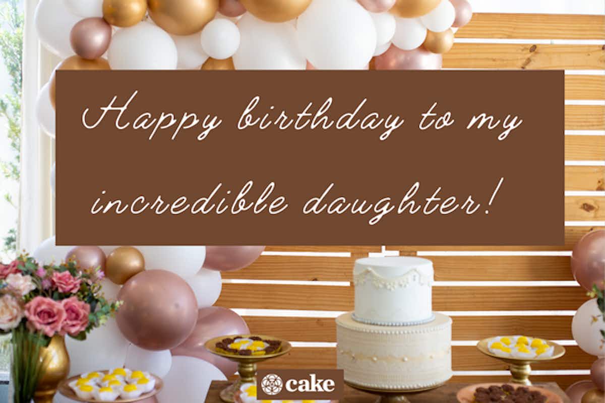 Image with birthday message from father to daughter