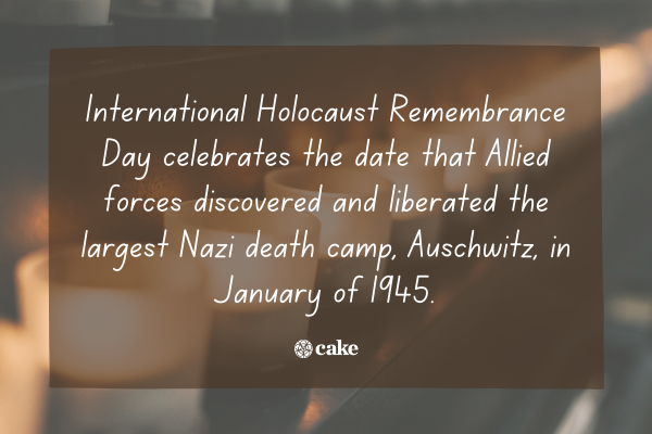 Text about Holocaust Remembrance Day over an image of candles