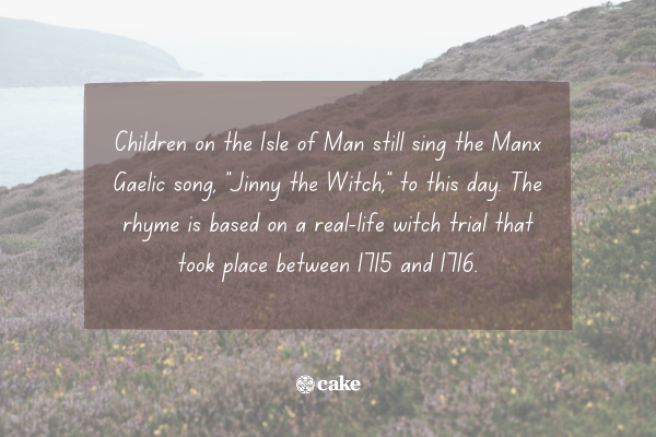 Text about a song sung for Hop-tu-Naa with an image of the Isle of Man in the background