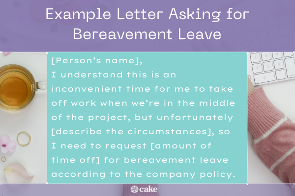 Example letter asking for bereavement leave image