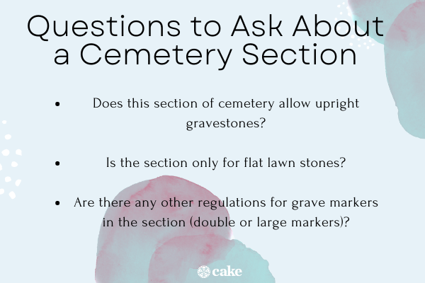 Questions to ask a cemetery about a burial section photo