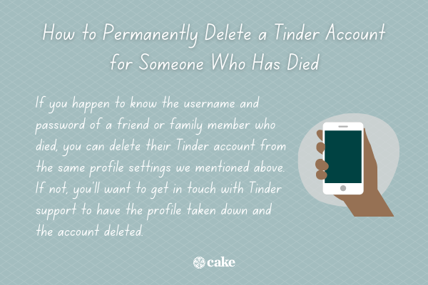 Tips on how to delete a Tinder account for someone who died with an image of a hand holding a phone