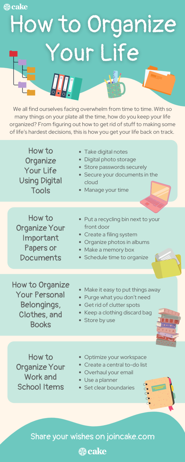 infographic of tips on organizing your life
