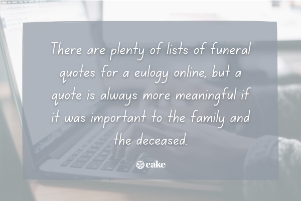 Text about writing a eulogy over an image of a person using a laptop