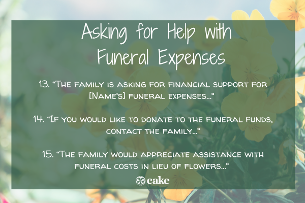 Asking for help with funeral expenses in lieu of flowers image