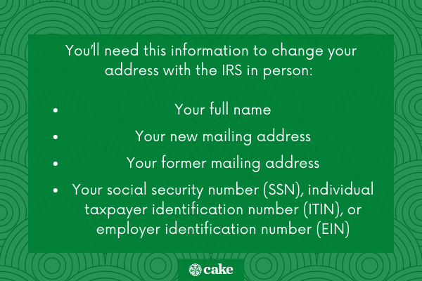 How to notify the IRS of a change of address in person - what you'll need image
