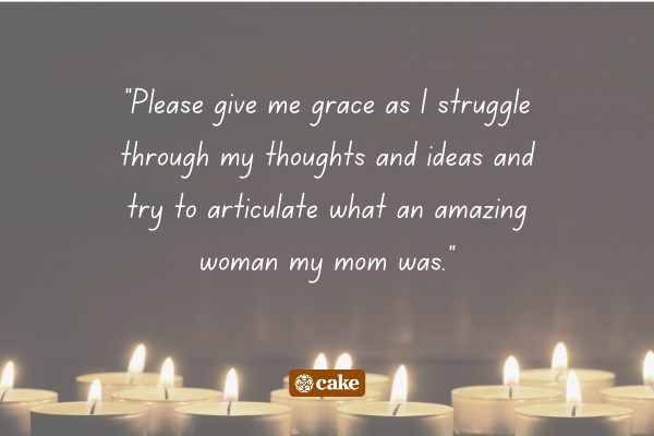 Example of what to include in a memorial tribute for a parent over an image of candles
