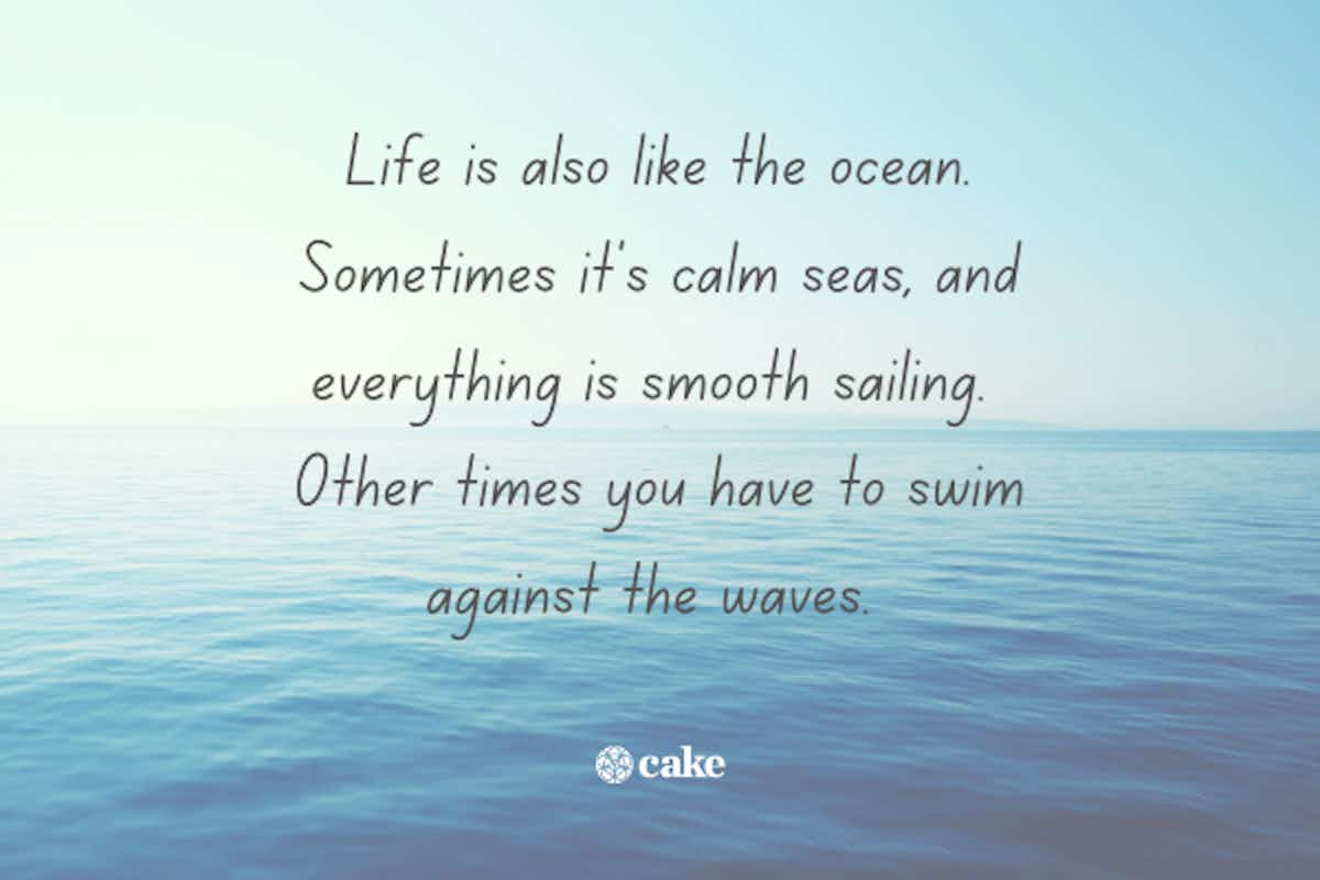 Quote about life over an image of the ocean